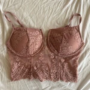 lace rose bustier bralette with padded cups